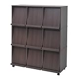 JKプラン Carmine スタッキングフラップシリーズ ディスプレイラック3P×3個組(キャスター付き） 幅37cm ダークブラウン fr-053ca-3-db