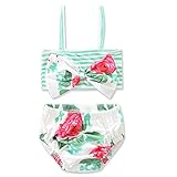 Noloo 幼児水着 女の子 可愛い 子供練習水着 柔らかい スプリット水着 ボウタイ　グリーン　ポリエステル繊維 size 3Ｔ