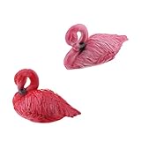 F Fityle 2pcs　フラミンゴ　庭の装飾　現実的　芝生​​ ガーデンオーナメント　樹脂　ピンク＆レッド