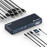 Kensington SD5900T DisplayLink ドッキングステーション Thunderbolt 4、Quad 4K MacBook Pro/Air M1/M2/M3/M4用 ProおよびMaxチップセット付き 100W PD HDMI/DP/TB4 SD/Micro SDカードスロット - ミッドナイトブルー (K35232NA)