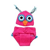Zhhlaixing ベビー服 Handmade Owl Theme Knit Crochet Set Baby Newborn Outfit Photo Prop Rose red Clothing