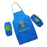 [青]防水子供用エプロンクッキングペインティングスモックキッズアーティストエプロン