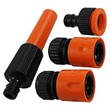 uxcell ホースコネクター　チューブコネクター　4個　プラスチック製　オレンジ　ブラック