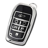 YANMW アルファード30系 キーケース 適合トヨタ アルファード ヴェルファイア30系 後期 前期 キーカバー (シルバーエッジブラック, 6ボタン )