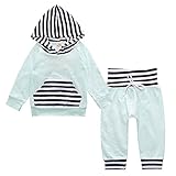 kidloveストライプ幼児子供赤ちゃん男の子女の子服フード付きポケットトップス&パンツセット カラー: ブルー