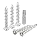 uxcell M6 x 40mmボタンヘッドトルクスセキュリティシートメタルスクリュー 50個304ステンレス鋼製不正操作防止セルフタッピングスクリュー T30ビット付き 盗難防止ウッドスクリュー（シルバー）