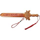 RICISUNG 桃木の剣 風水桃木の剣 厄除け 魔除け お守り 風水グッツ 桃木剣 刀剣 邪気 払い 陰陽 青龍 お守り 22cm