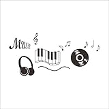 Music Note Earphone Wall Decal Decor for Muisc Room Kindergarten Wall Stickers [並行輸入品]