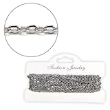 チェーン アクセサリー用チェーン 【幅2.5mm】 全長5m シルバー 銀 細い ジュエリーチェーン 小豆チェーン ハンドメイド 手芸 きらきらぷんぷん丸 ACC-004 [並行輸入品]