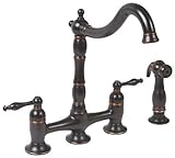 Premier 110702 Charlestown Two-Handle Bridge Style Kitchen Faucet with Matching Side Spray, Parisian