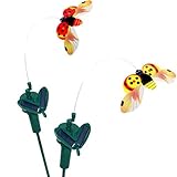 HQRP 2ガーデンソーラーフライングてんとう虫/テントウムシレッドとイエロー - 屋外装飾、庭飾り、パワード太陽 + HQRP UVメーター