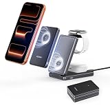 RORRY AuraDock ワイヤレス充電器 4in1【業界創新 着脱式モバイルバッテリー搭載 3in1進化 最大20W急速充電】magsafe対応 4台同時充電ステーション 15W/5W マグネット 折りたたみ式 5000mAh iPhone17/16/15/14/13/12シリーズ＆Apple watch＆AirPods 置くだけ充電 Type-C 持ち運び 旅行・オフィス 防災 ブラック