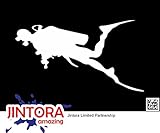 JINTORA ステッカー/カーステッカー - Silhouette of scuba diving - スキューバダイビングのシルエット - 180x100mm - JDM/Die cut - 車/