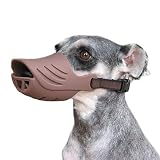 POTATO 犬のマズル 犬用 口輪 可愛アヒル口の形 無駄吠え防止グッズ キズ舐め止め 家具破壊防止 診察ペット用品拾い食いしつけ口輪 犬 コスプレ外出便利(M-体重5-7.5ｋｇ,ブラウン)