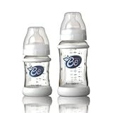 2 Piece Wide Glass Baby Bottles with Silicone Grips Set by Baby Safe by Kinetic