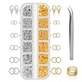 HappyHome 丸カン 金具 10mm 8mm 6mm 5mm 4mm カニカン 12mm 合計約1440個セット アクセサリー金具 ブレスレット ネックレス キーホルダー 留め具 DIY アクセサリークラフト