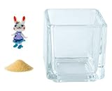 花市場直送便 ミニチュアガラス ラビちゃん グレープ & カラーサンド クリーム & 植え込み用グラス ニューブロックS