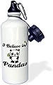 3dRose 「I Believe In Pandas」スポーツウォーターボトル 21オンス ホワイト
