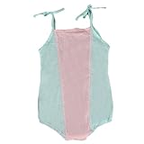 ベビー服　女の子　ロンパース　ストラップ　パッチワーク　ワンピース (70(0-6M))