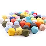 Mamimami Home 歯固め おしゃぶり 17MM シリコーン製　八角ビーズ 50個 出産祝い 歯がため 赤ちゃん おもちゃ ガラガラ ライト DIY アクセサリー 0歳 1歳 2歳 3歳「FD