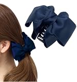 [Herbeluemily] ヘアクリップ リボン リボンクリップ ヘアアクセサリー バンスクリップ ボリューム 上品 ネイビー HM-0029-R07-NV