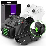 Fosmon Xbox One/One X/One S/One Elite コントローラー用 急速 充電スタンド + 4個 1000mAh 充電式互換バッテリー 充電池【30〜33時間のプレイタイム | 2台コントローラー + 2個互換バッテリー 同時充電対応可能 | LED 指示ランプ付き | USB式充電ドックホルダー】XBOX ONE コントローラー 充電ステーション 充電器 充電チャージャー (ブラック)
