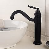 awxjx Washroomシンクミキサータップ銅ヨーロピアンスタイルブラックホットとコールド単一ハンドル1つ穴Wash Basin Sit increase高Ceramics