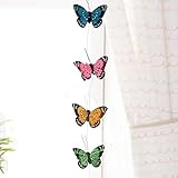 Hanging Butterflies – Assorted Coloredバタフライガーランドwith 9 Butteries Attached – Craft蝶 – バタフライデコレーション