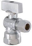 LDR 537 5101QT Low Lead Quarter Turn Shut Off Angle Valve 3/8-Inch Compression x 1/2-Inch FIP, Chrom