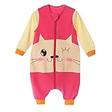 beauty factory 赤ちゃん ベビー 子供 用 ロンパース カバーオール 猫柄 ねこ 選べる カラー サイズ (S, レッド)