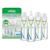 Dr. Brown's Anti-Colic Options+ ナローガラス哺乳瓶 レベル1 スローフローニップル付き BPAフリー 8オンス/250ml 4個パック