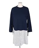 【授乳ワンピース】シャツレイヤード風 授乳ワンピース/SDN71006 FREE(フリー) NAVY(ネイビー)