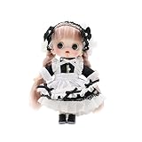 メイドドール 着せ替え 可動 関節人形 かわいい メイク 本体 洋服セット付き 14cm メイド服 1/12スケール 贈り物 女の子 誕生日プレゼント (14cm,ブラック)