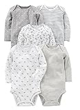 Newborn Gray/White Simple Joys by Carter's Baby 5-Pack Long-Sleeve Bodysuit 新生児灰色/白シンプルな喜び、カーターズベイビー