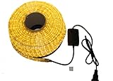LED イルミネーション 3芯 角型 ロープ ライト 2500球 (50m) シャンパンゴールド 点灯 パターン 28 種類 コントローラー 付 PSE 取得品 防水