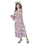 ドレスヌー ワンピース 妊娠服 Vネック プリーツ 花柄 半袖 レディース 画像の色 XXL