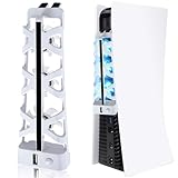 HAQIUHETO PS5 冷却ファン LEDライト付き 冷却ファン PS5 ファン ディスク版 デジタル版の両方に対応 効率的な冷却システム（ホワイト）