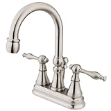 キングストン真鍮ks261 NL Naples 4インチセンターセット洗面所蛇口with真鍮ポップアップ 4-Inch Center KS2618NL
