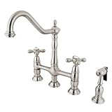 Kingston Brass KS1278AXBS Heritage 8-Inch Kitchen Faucet with Brass Sprayer, Satin Nickel [並行輸入品]