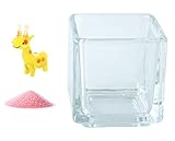 花市場直送便 ミニチュアガラス キリンB イエロー & カラーサンド パステルピンク & 植え込み用グラス ニューブロックS