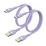 USB Type C ケーブル 1.2m 2本セット SLEIJAOOE 絡まないケーブル シリコン素材採用 66W 急速充電 USB-A to USB-C 高耐久 断線防止 USB2.0 データ転送 スマホ/タブレット/ゲーム機 等Type-C機器対応 (パープル)