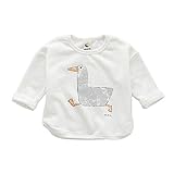 TimeCrash 鴨柄Tシャツ 動物 面白 長袖 パジャマ 春夏 ベビー 子供服 ホワイト 80cm