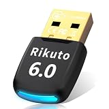 【業界トップクラスBluetooth6.0技術&ドライバー不要】Rikuto Bluetooth アダプタ 6.0 Bluetooth USB bluetooth レシーバー ブルートゥース アダプタ プラグ＆プレイLMP 14.5X 超低遅延 小型 簡単な操作 最大通信距離20-30m EDR/LE対応(省電力) A2DP/SBC/AAC 対応 Win7/8.1/10/11対応 Mac非対応