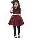 WIN 子供服 ガールズ ワンピース チュニック リボン あったか 入学式 入園式 卒業式 卒園式 キッズ 子供服 女の子 ガール ガールズ 礼服 (140cm, レッド)