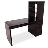 デスク 机 パソコンデスク 木製 ラック付き ガラス天板 幅150cm ブラウン