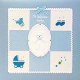【お子様の誕生記念に刺繍アルバムを作成致します/アH-LB-501】フエルアルバム ウェルカムベビー ブルー/アH-LB-501-B