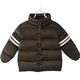 KACHI キッズ 子供服 ダウンジャケット ダウンコート ダウン 中綿ジャケット 立ち襟 女の子 男の子 秋冬 アウター 冬 防寒 保温 防風 深い茶色 120cm(4.5~6歳)