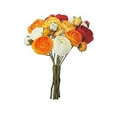 asca 造花 ラナンキュラスバンチ オレンジ 全長約22cm