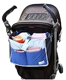 (ミウォルナ) Miwoluna ベビーカーポーチ バッグインバッグ 車の後部座席 でも使用できる 3way フック付き ブルー