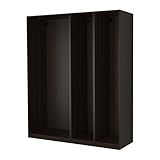 【IKEA/イケア】PAX ワードローブフレーム3個セット, ブラックブラウン